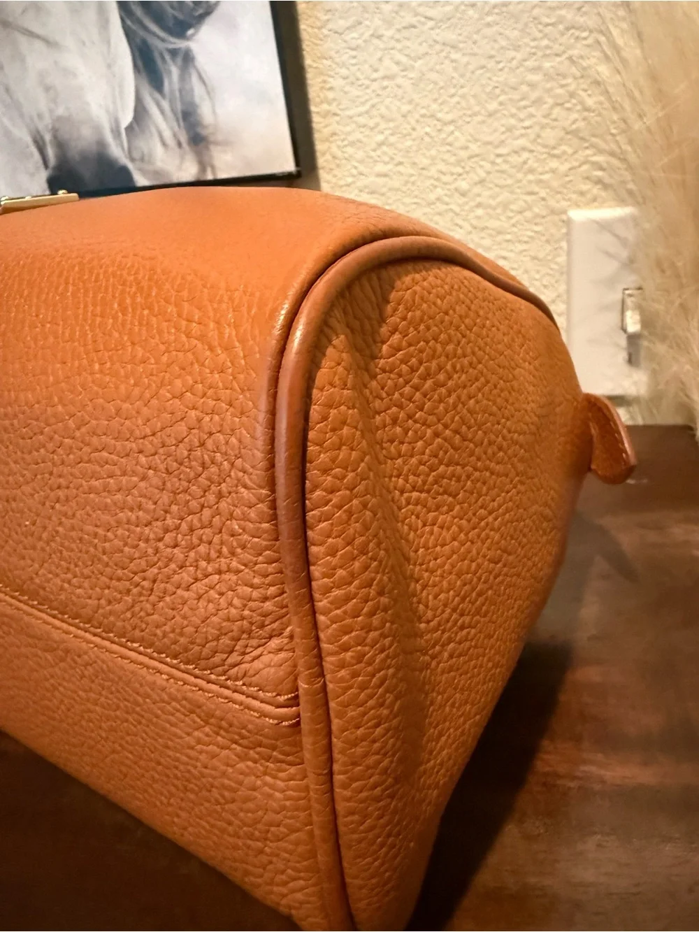 Dooney & Bourke Tan Pebbled Leather Satchel with Detachable Strap